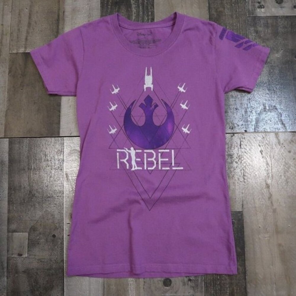 Star Wars Disney Store Rogue One Womans XS Purple Tee Shirt Rebel